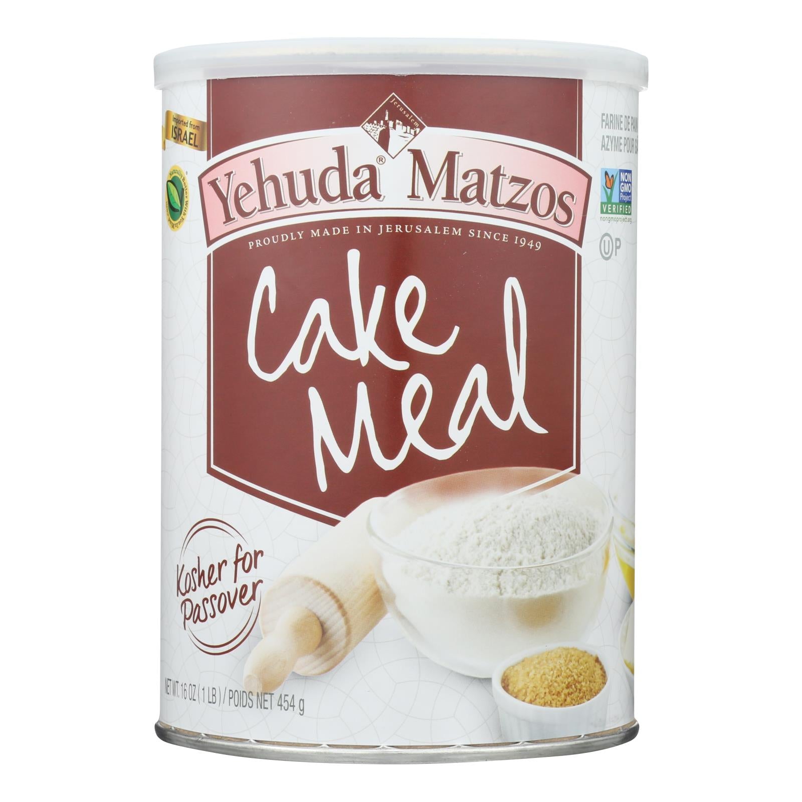 Yehuda - Cake Meal Canister Kosher for Passover - Case of 12 - 16 OZ