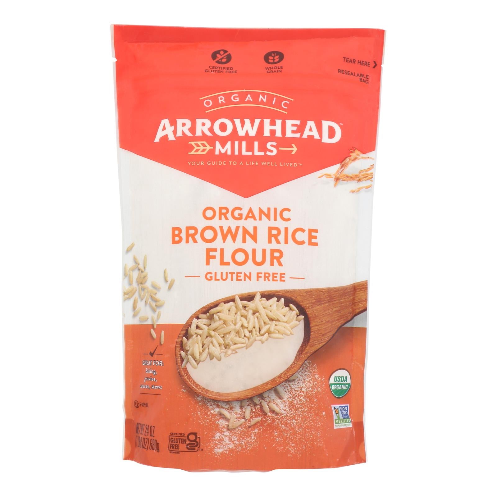 Arrowhead Mills - Organic Brown Rice Flour - Gluten Free - Case Of 6 - 24 Oz.