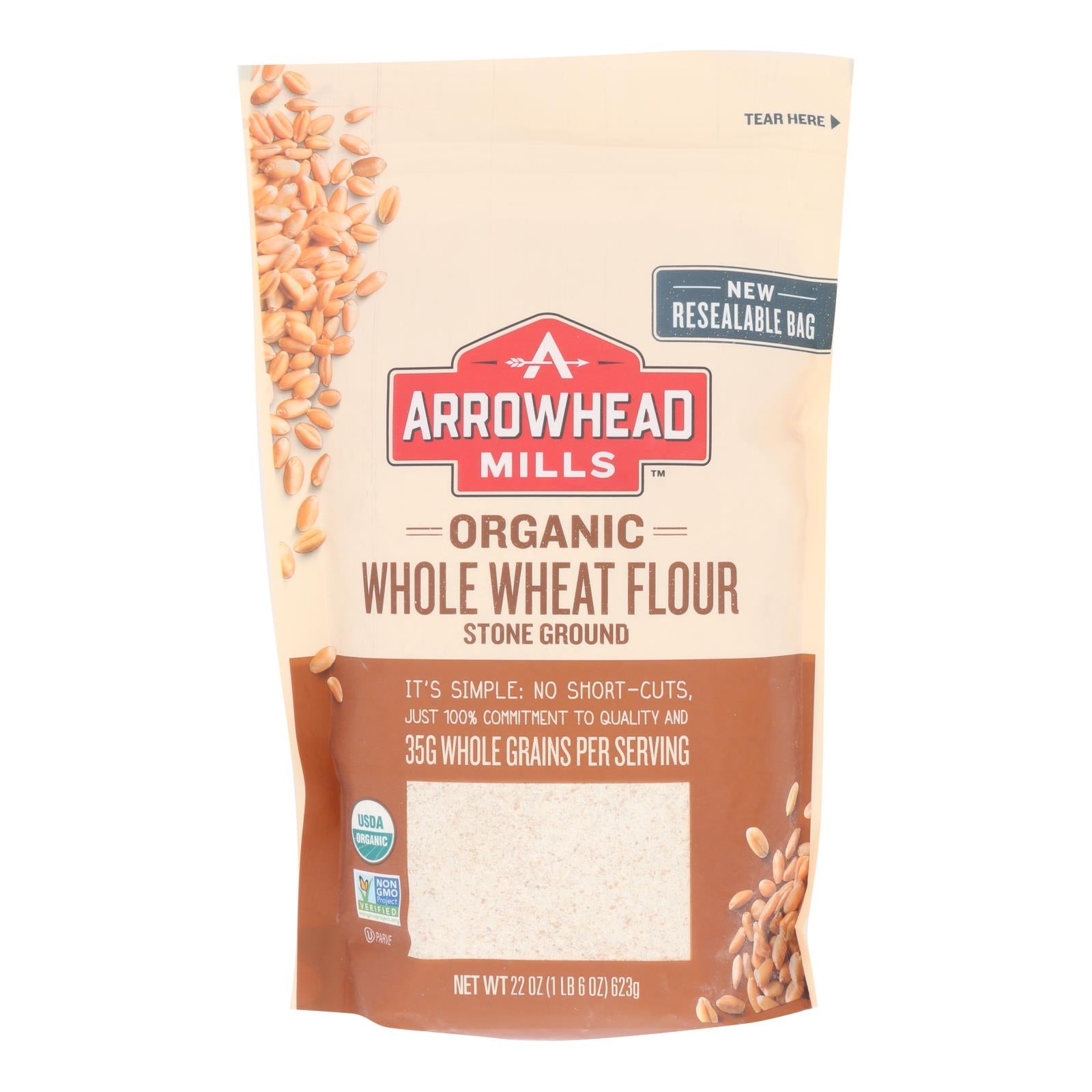 Arrowhead Mills - Organic Whole Wheat Flour - Stone Ground - Case Of 6 - 22 Oz.
