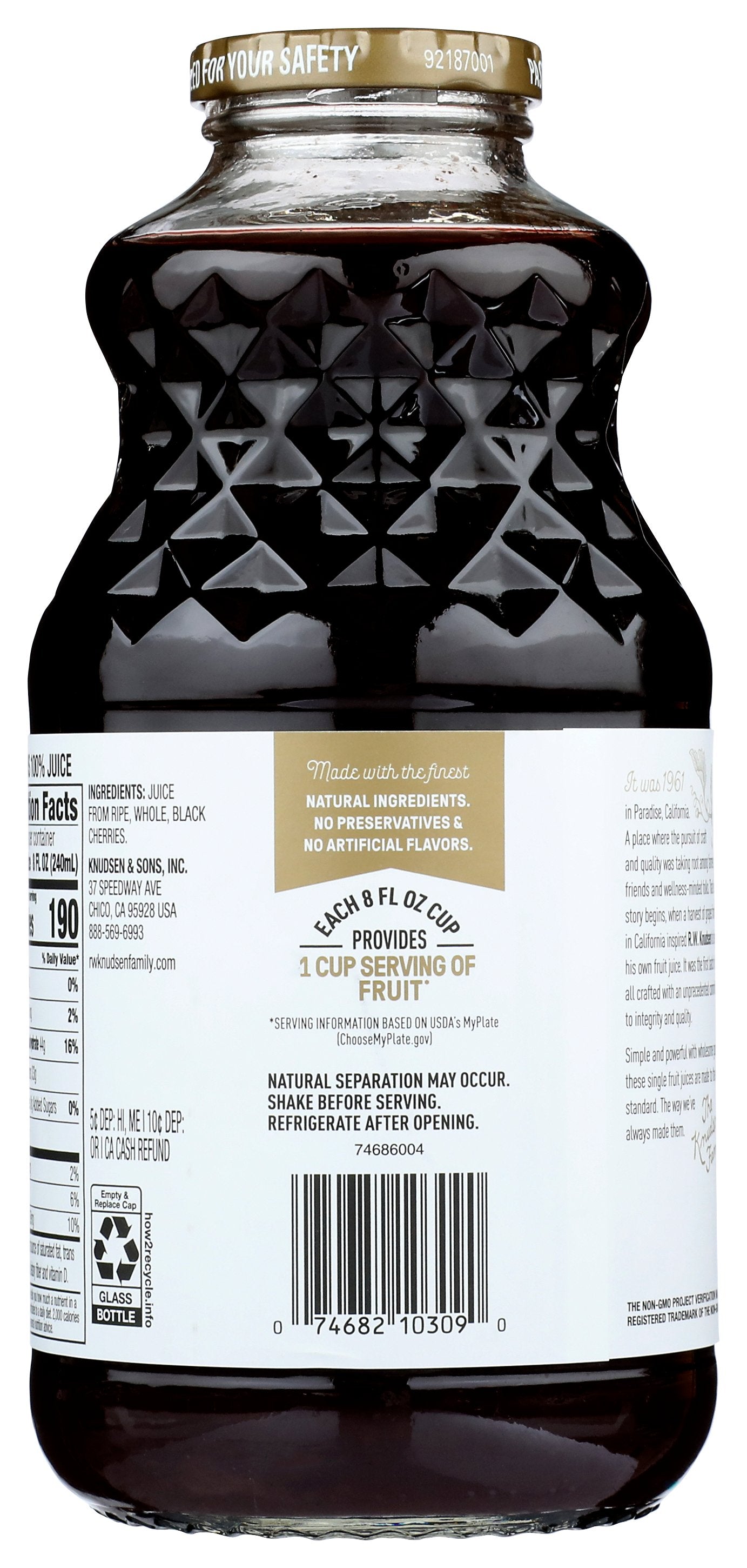 KNUDSEN JUICE JUST BLACK CHERRY - Case of 6