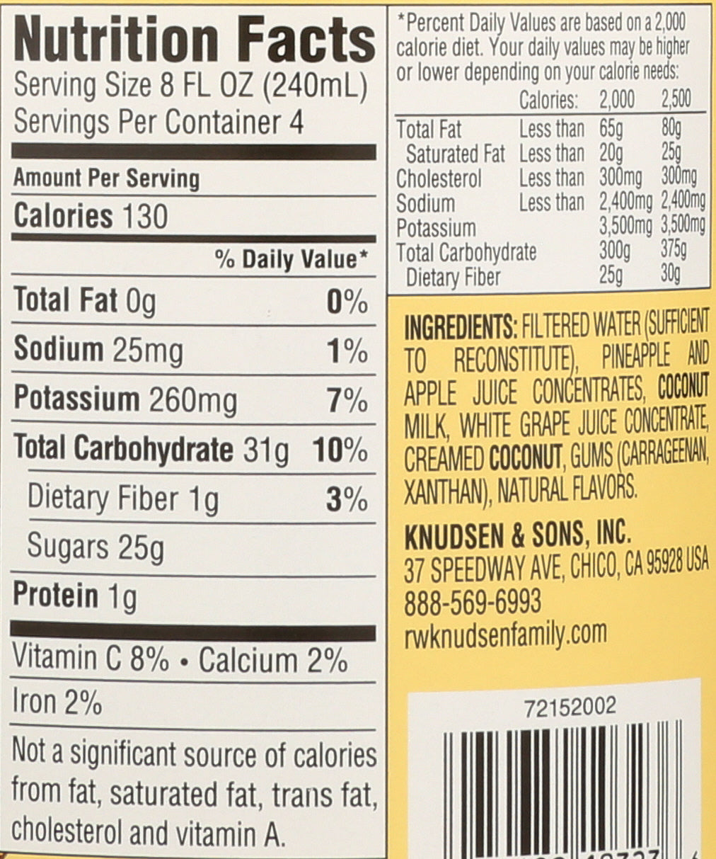 KNUDSEN JUICE PINEAPLE COCONUT - Case of 6