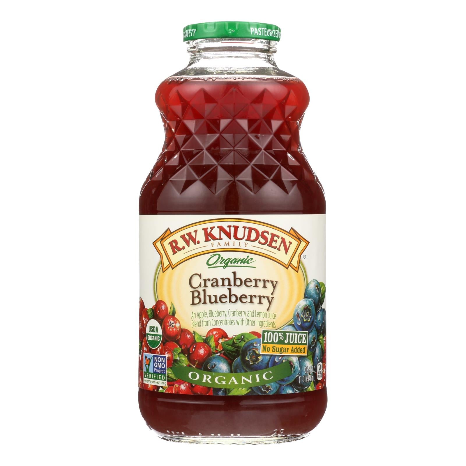 R.W. Knudsen - Organic Juice - Cranberry Blueberry - Case of 6 - 32 fl oz