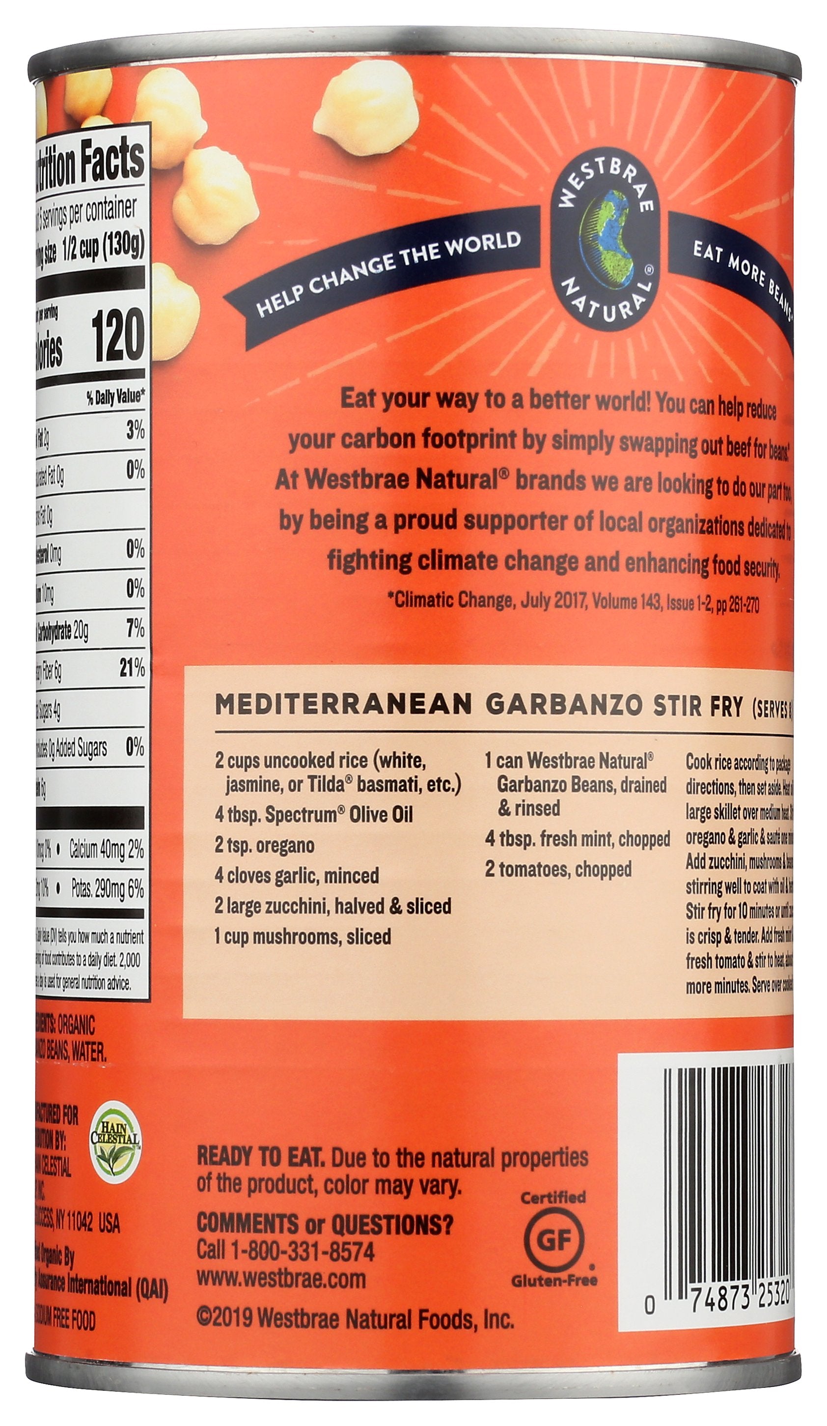 WESTBRAE BEAN GARBANZO ORG - Case of 6