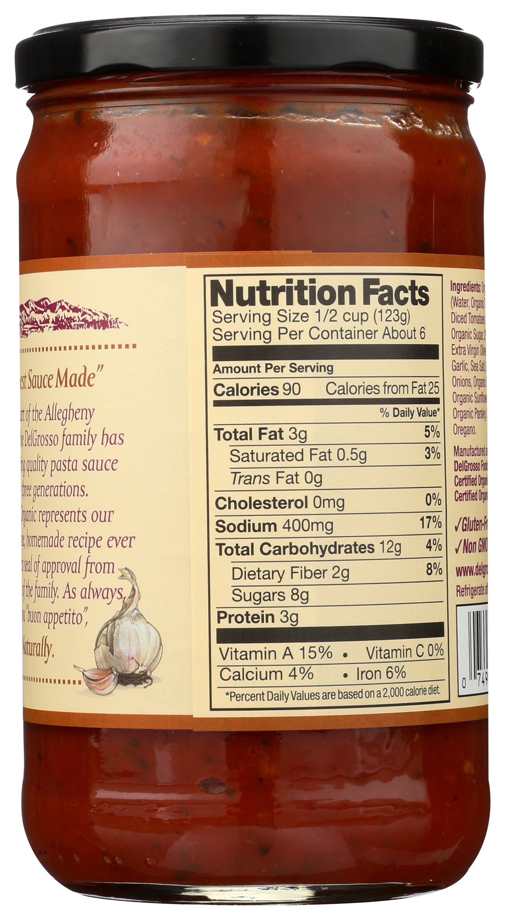 DELGROSSO ORGANIC SAUCE PASTA RSTD GARLIC - Case of 12