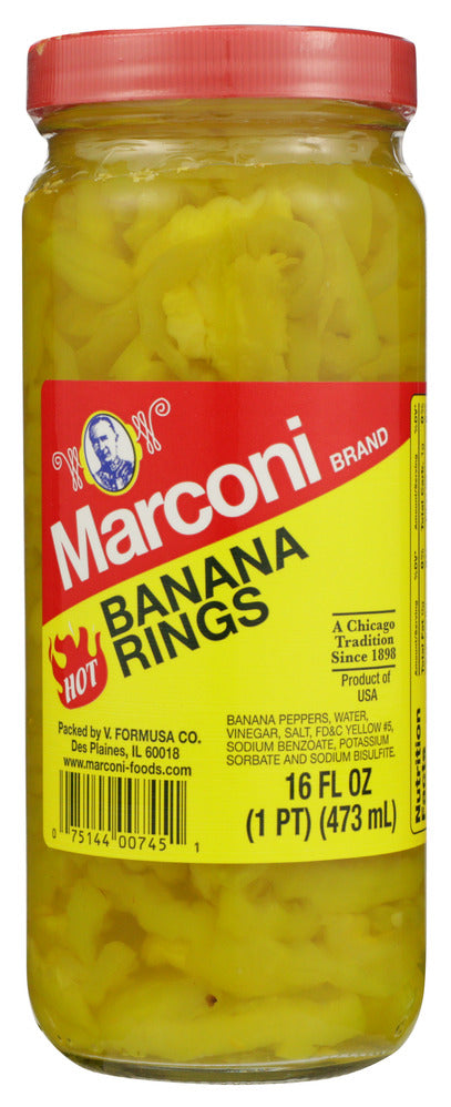 Marconi Hot Banana Rings - Case of 12 - 16 fl oz