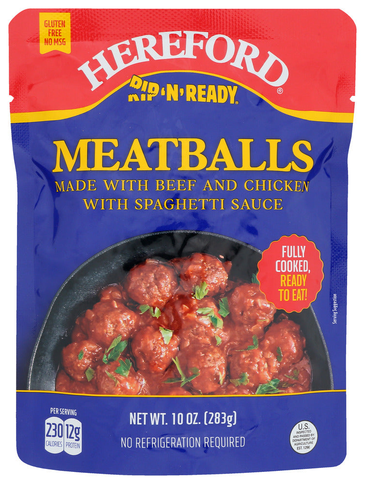 Hereford Meatballs Pouched - Case of 12 - 10 oz