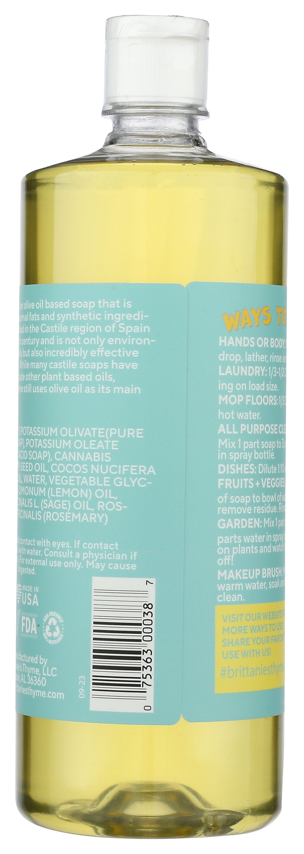 BRITTANIES THYME SOAP LIQUID LEMON SAGE