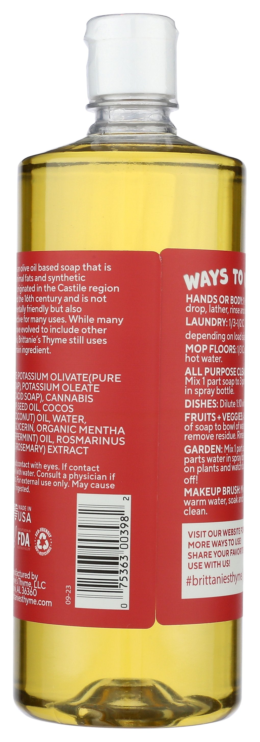 BRITTANIES THYME SOAP CASTILE PEPPERMINT