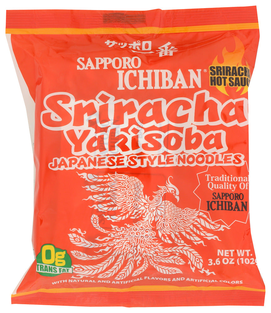 Sapporo Chow Mein Sriracha Yakisoba - Case of 24 - 3.6 oz