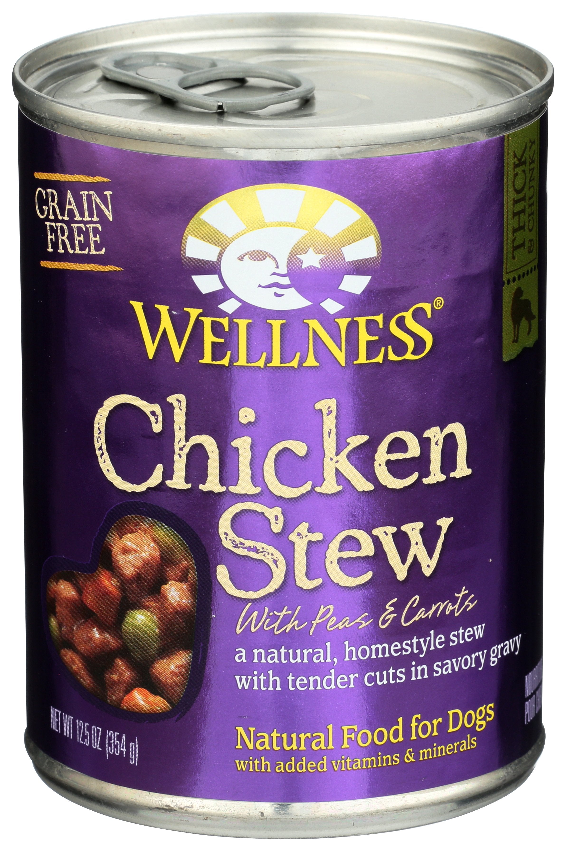 WELLNESS DOG FOOD STW CHCKPEA&CRRT CAN