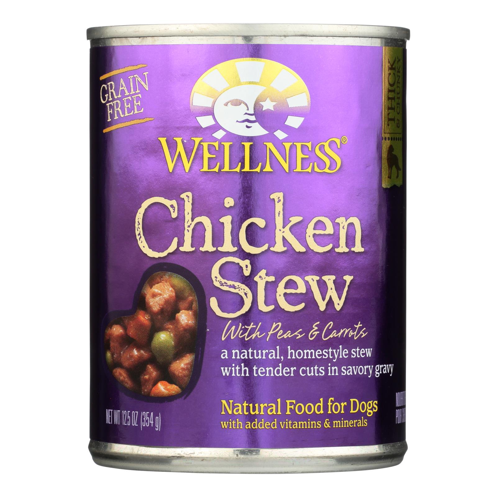 Wellness Pet Products Dog Food - Chicken With Peas And Carrots - Case Of 12 - 12.5 Oz.
