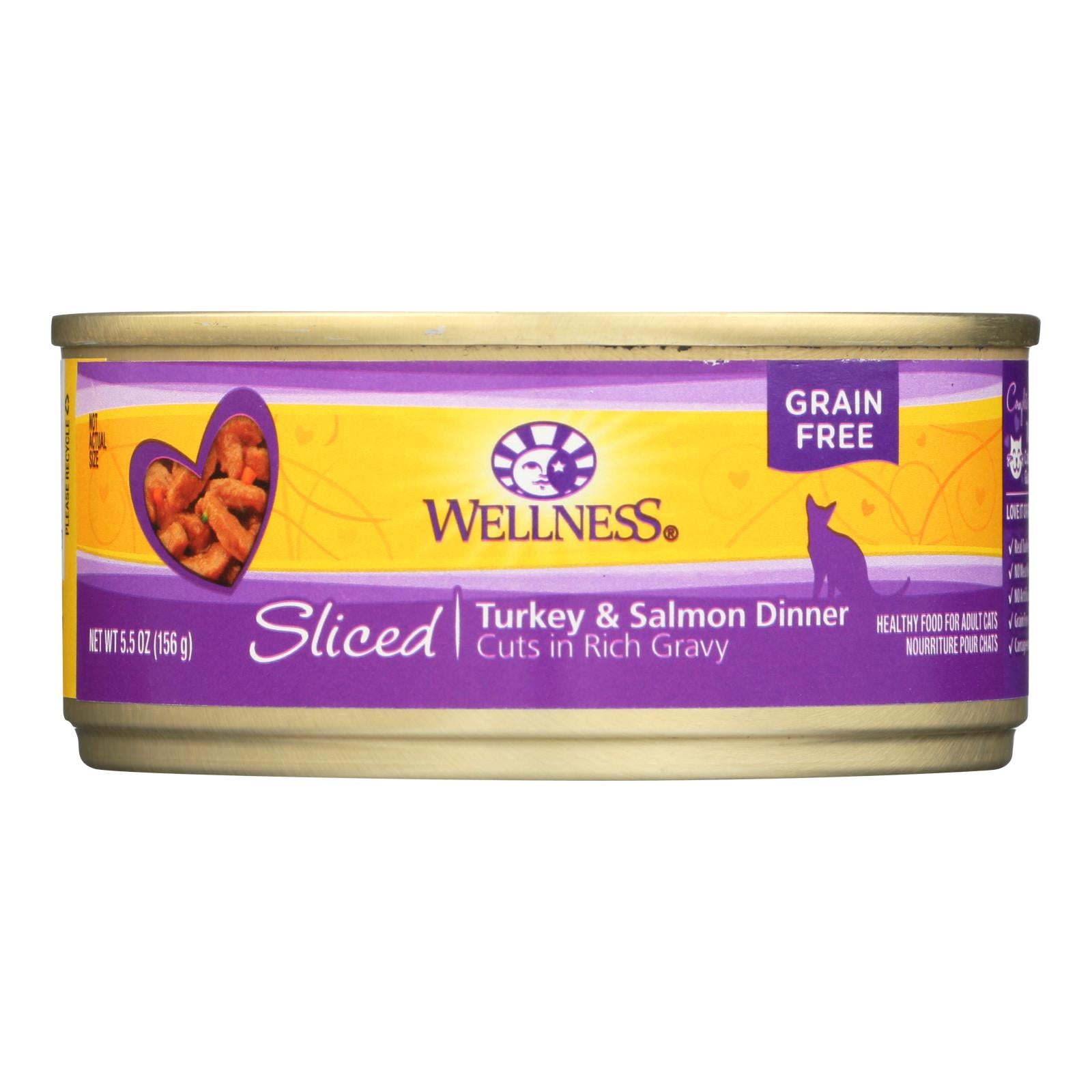 Wellness Pet Products - Cat Can Slced Trky&slmn - Case Of 24-5.5 Oz