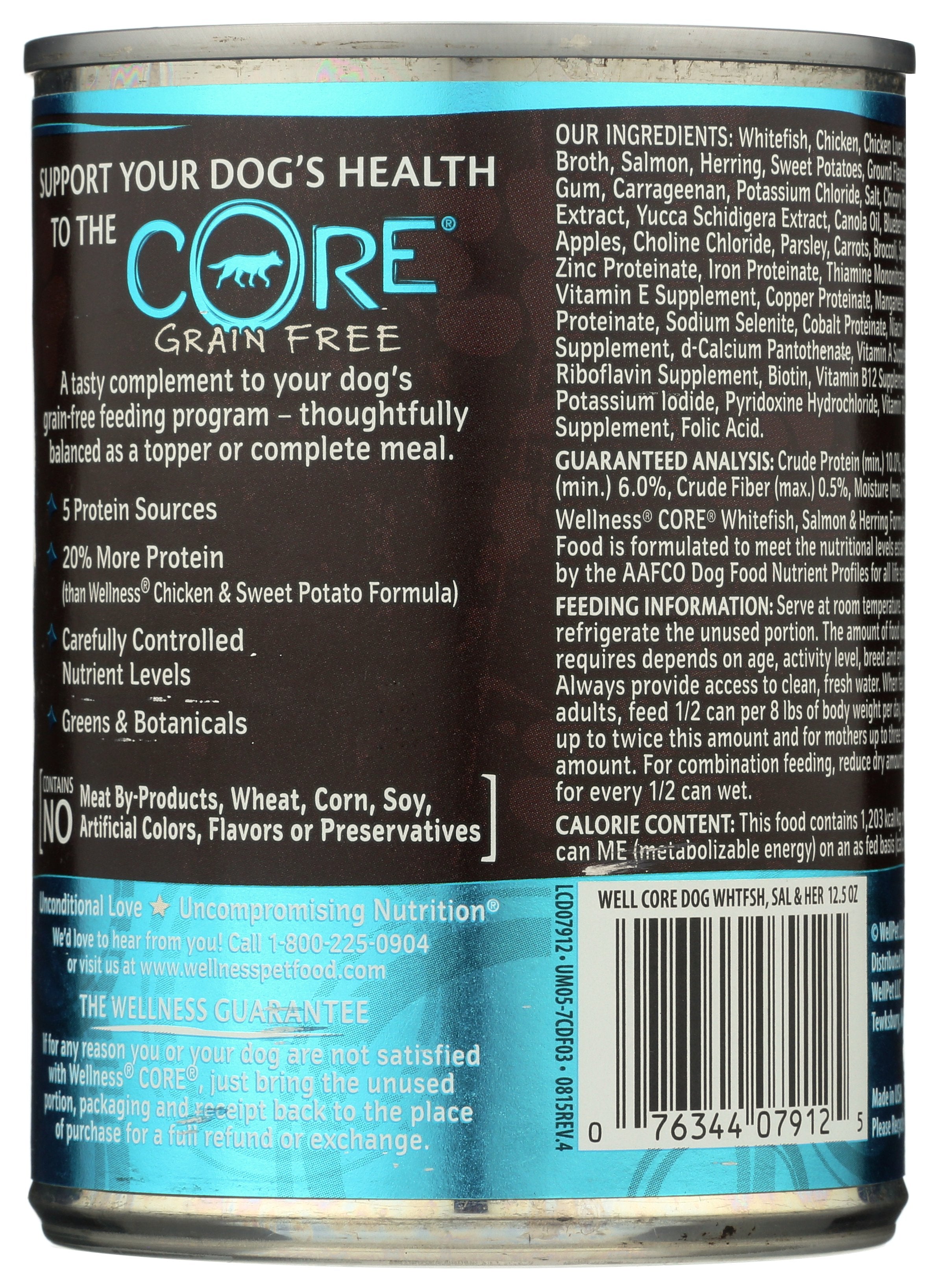 WELLNESS DOG FOOD CORE SLMN WHTFSH HRRN - Case of 12