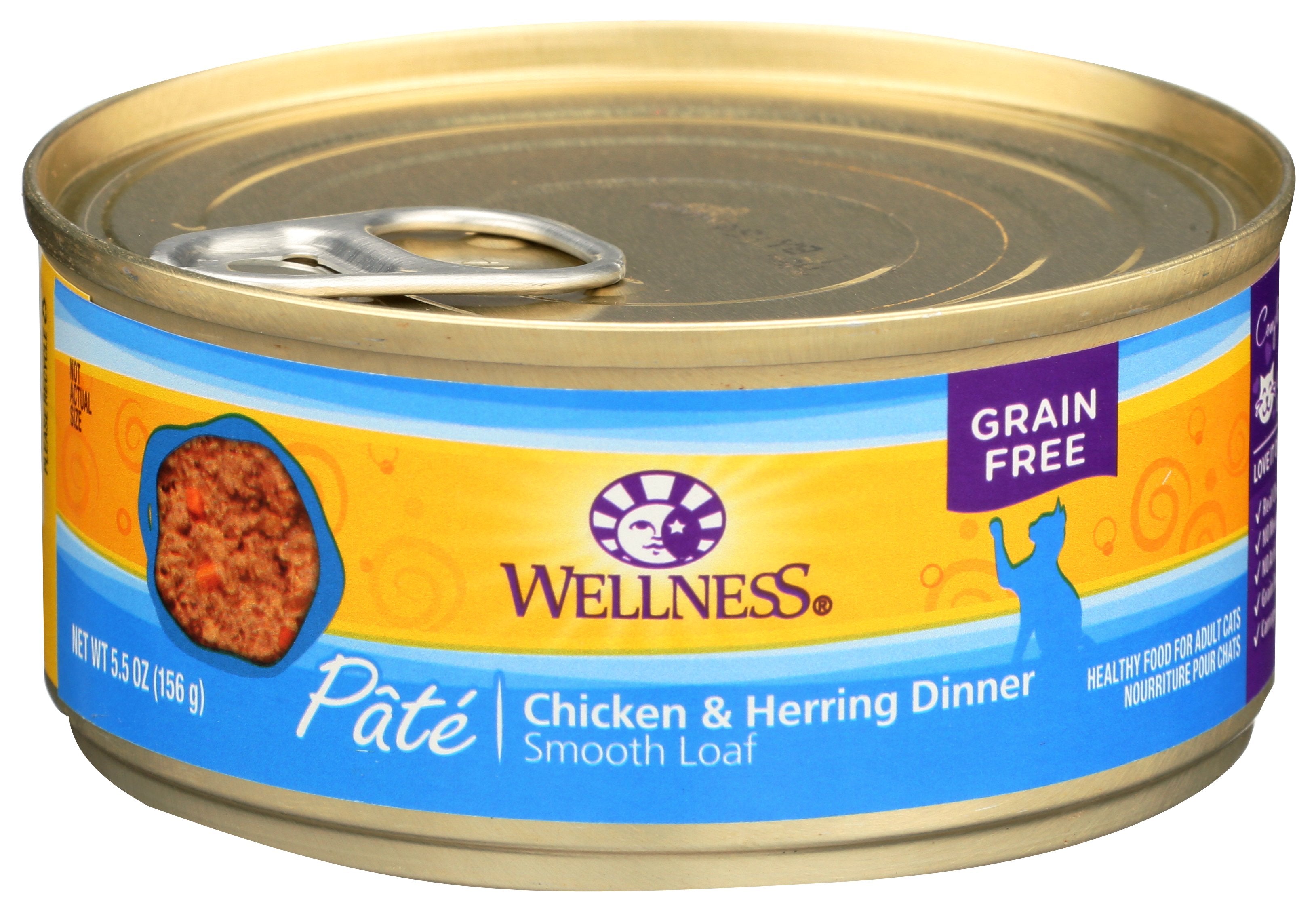 WELLNESS CAT FOOD CHKN & HERRING - Case of 3