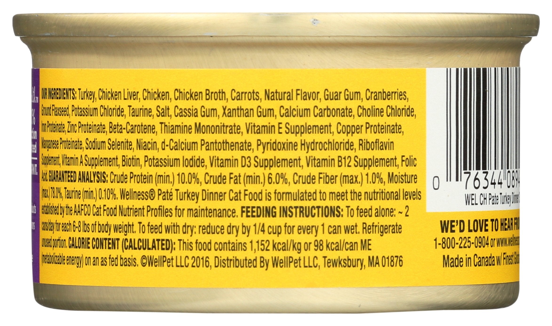 WELLNESS CAT FOOD TRKY - Case of 3