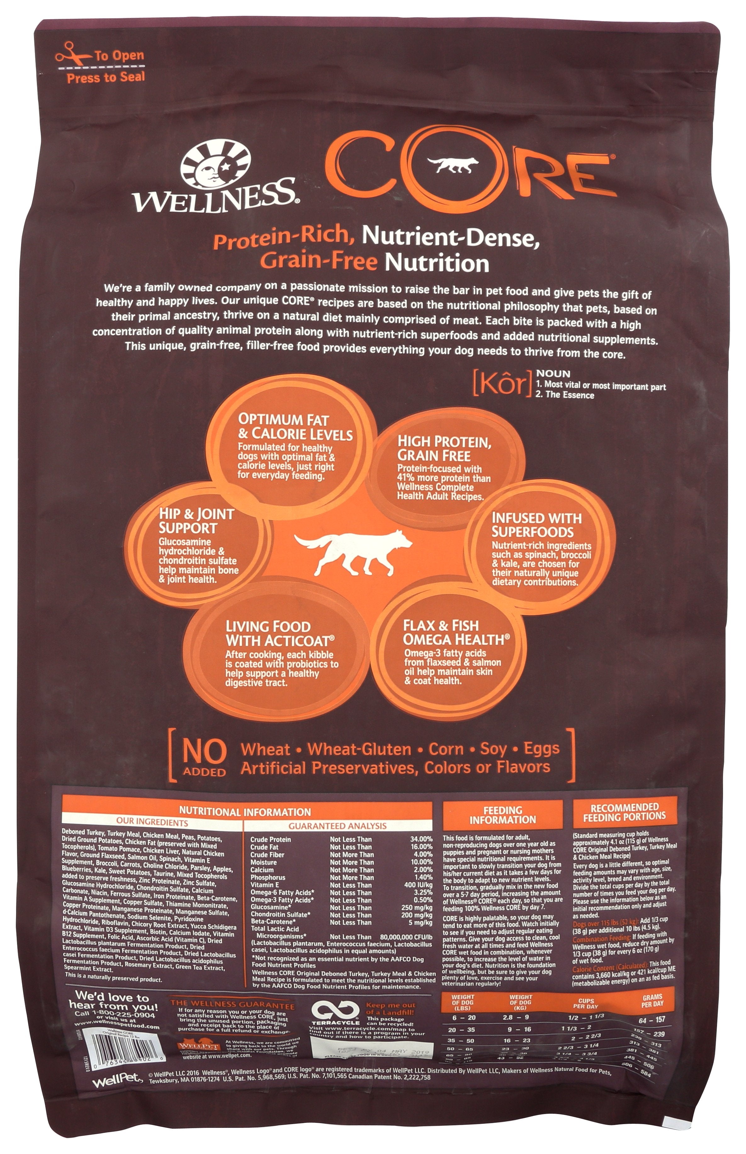 WELLNESS DOG FOOD DRY CORE ORIGINA