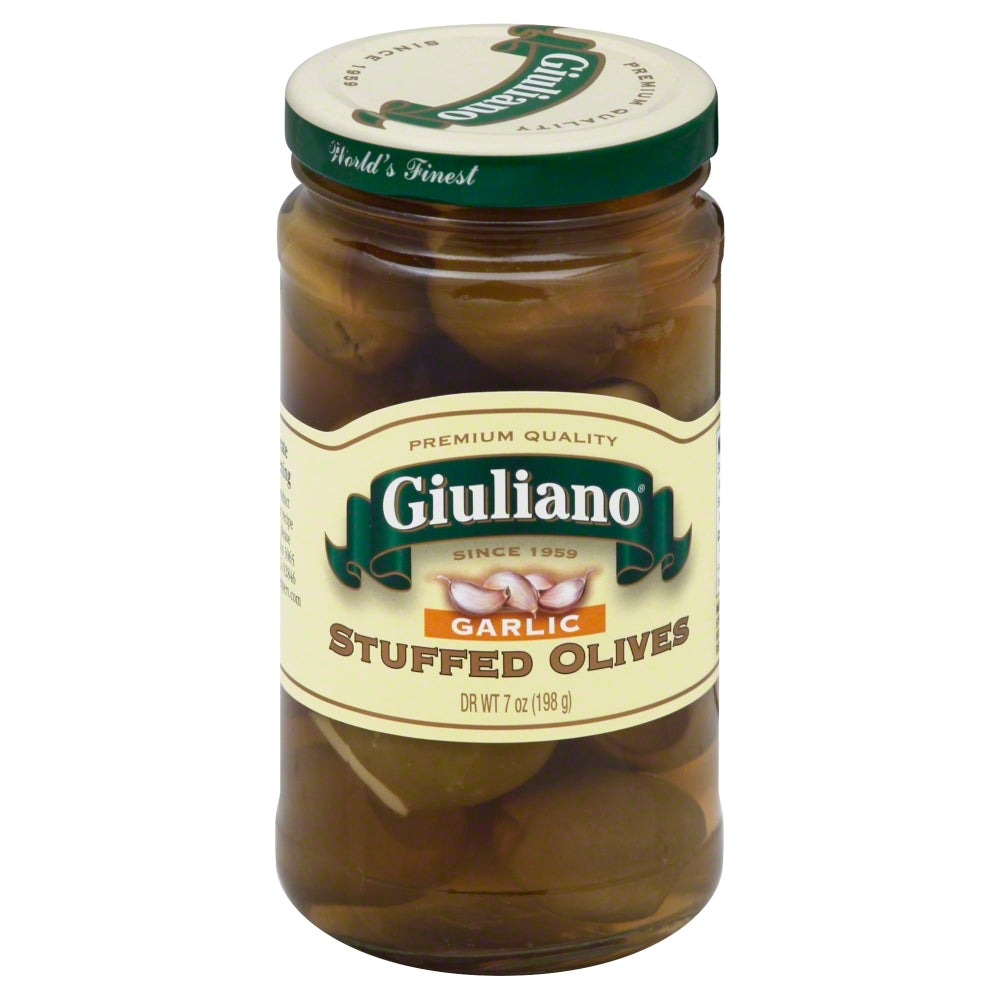 Giuliano Garlic Stuffed Olives - Case of 6 - 7 oz.