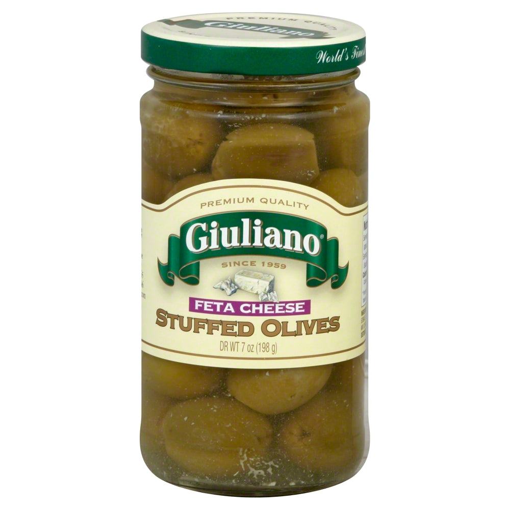 Giuliano Feta Cheese Stuffed Olives - Case of 6 - 7 oz.
