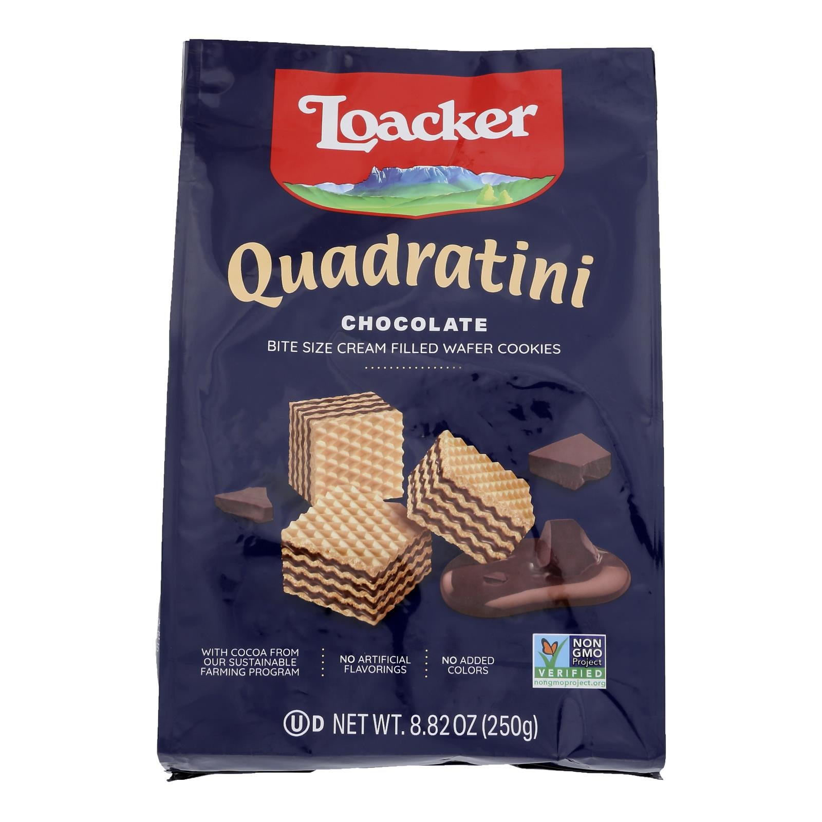 Loacker Quadratini Bite Size Chocolate Wafer Cookies  - Case Of 6 - 8.82 Oz