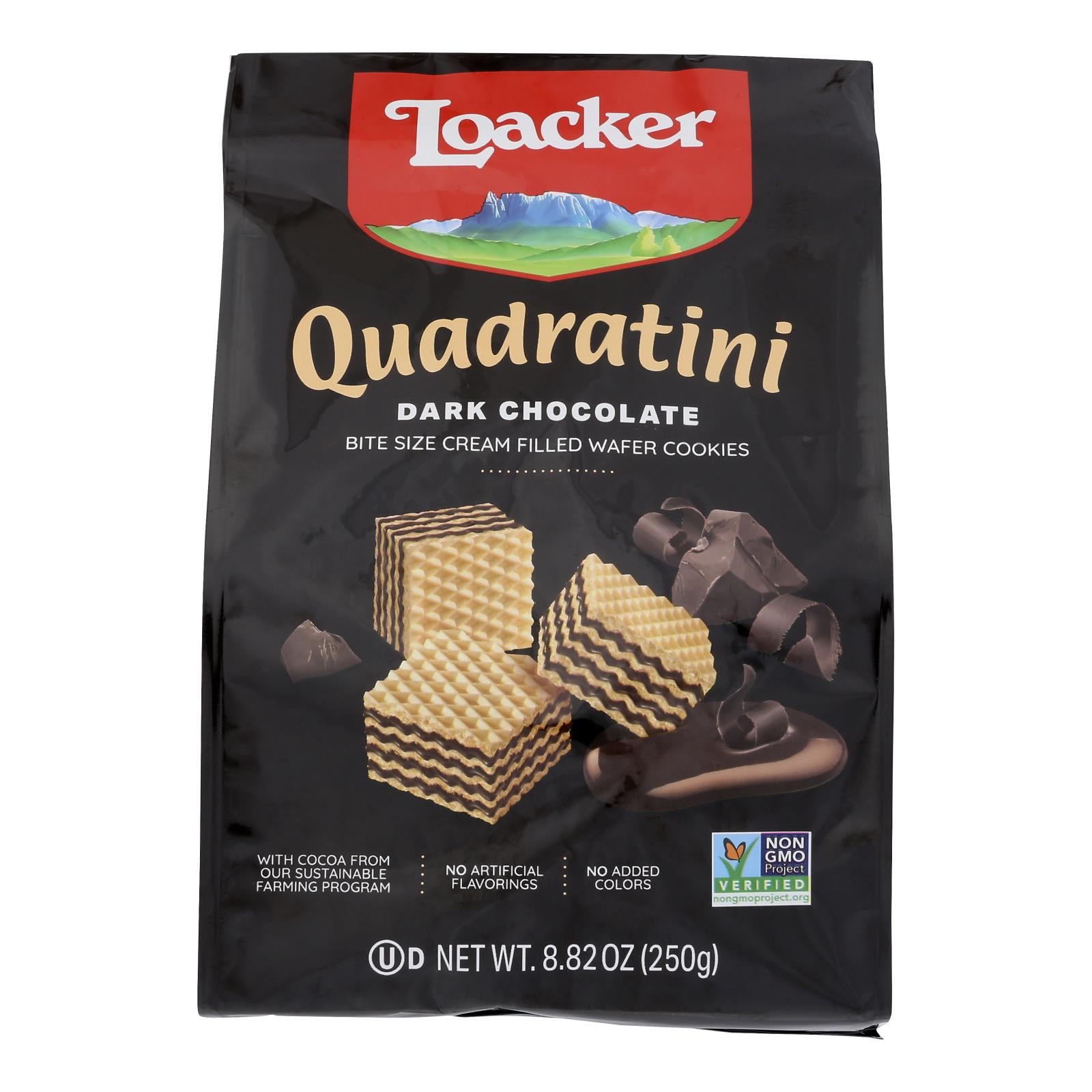 Loacker Quadratini Dark Chocolate Wafer Cookies  - Case Of 6 - 8.82 Oz