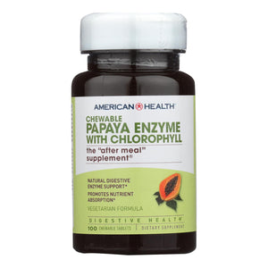 American Health - Papaya Enzyme With Chlorophyll Chewable - 100 Chewable Tablets