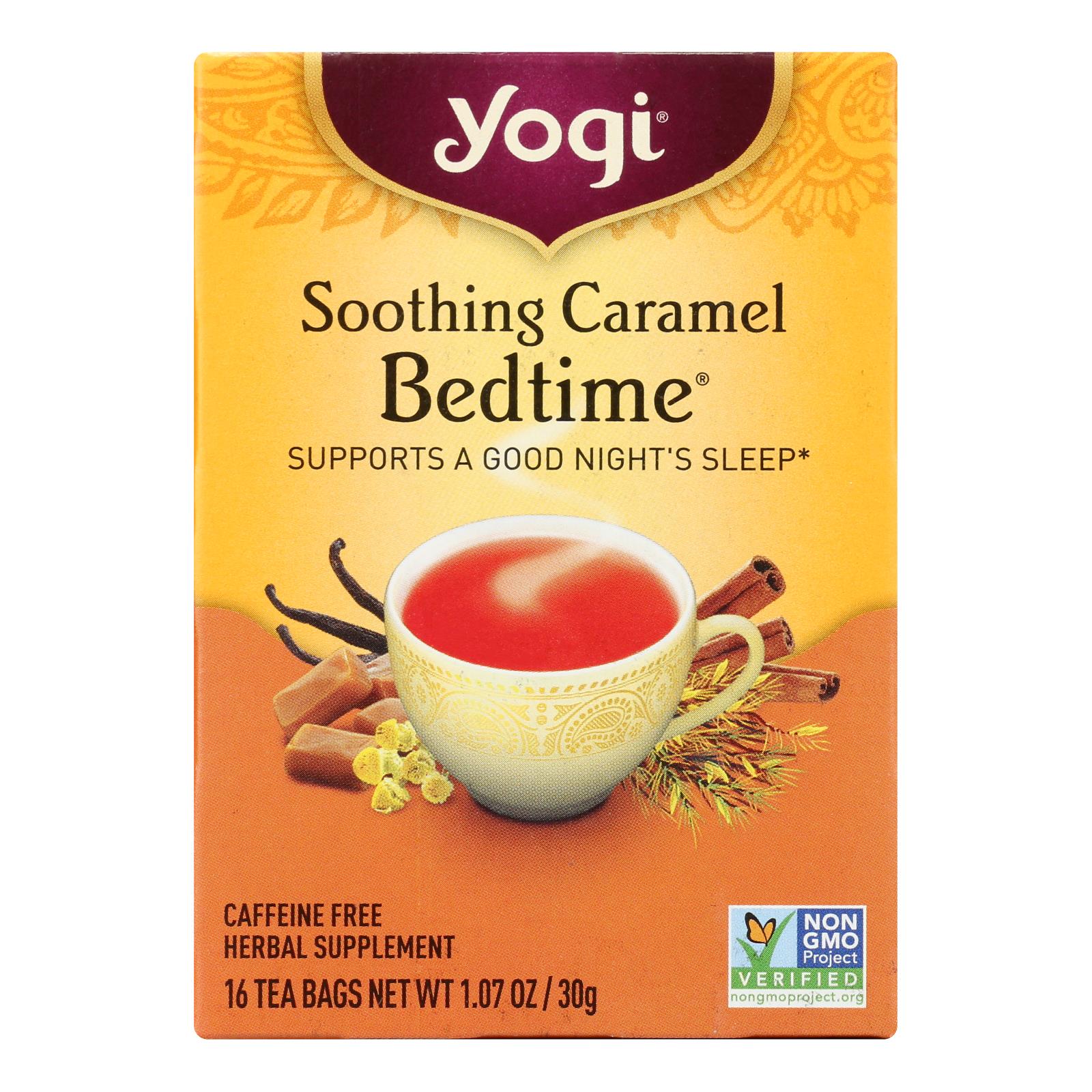 Yogi Bedtime Herbal Tea Caffeine Free Soothing Caramel - 16 Tea Bags - Case Of 6