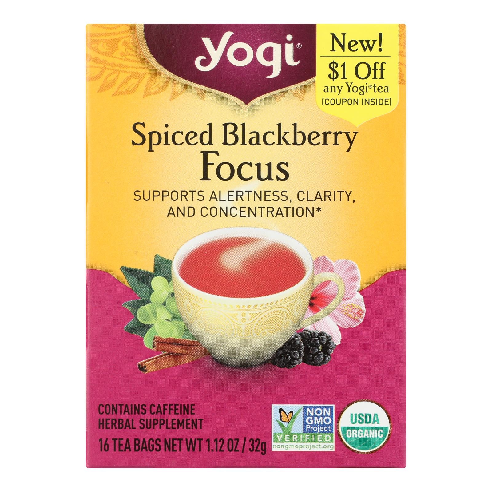 Yogi - Tea Spcd Blkbry Focus - Case of 6-16 BAG