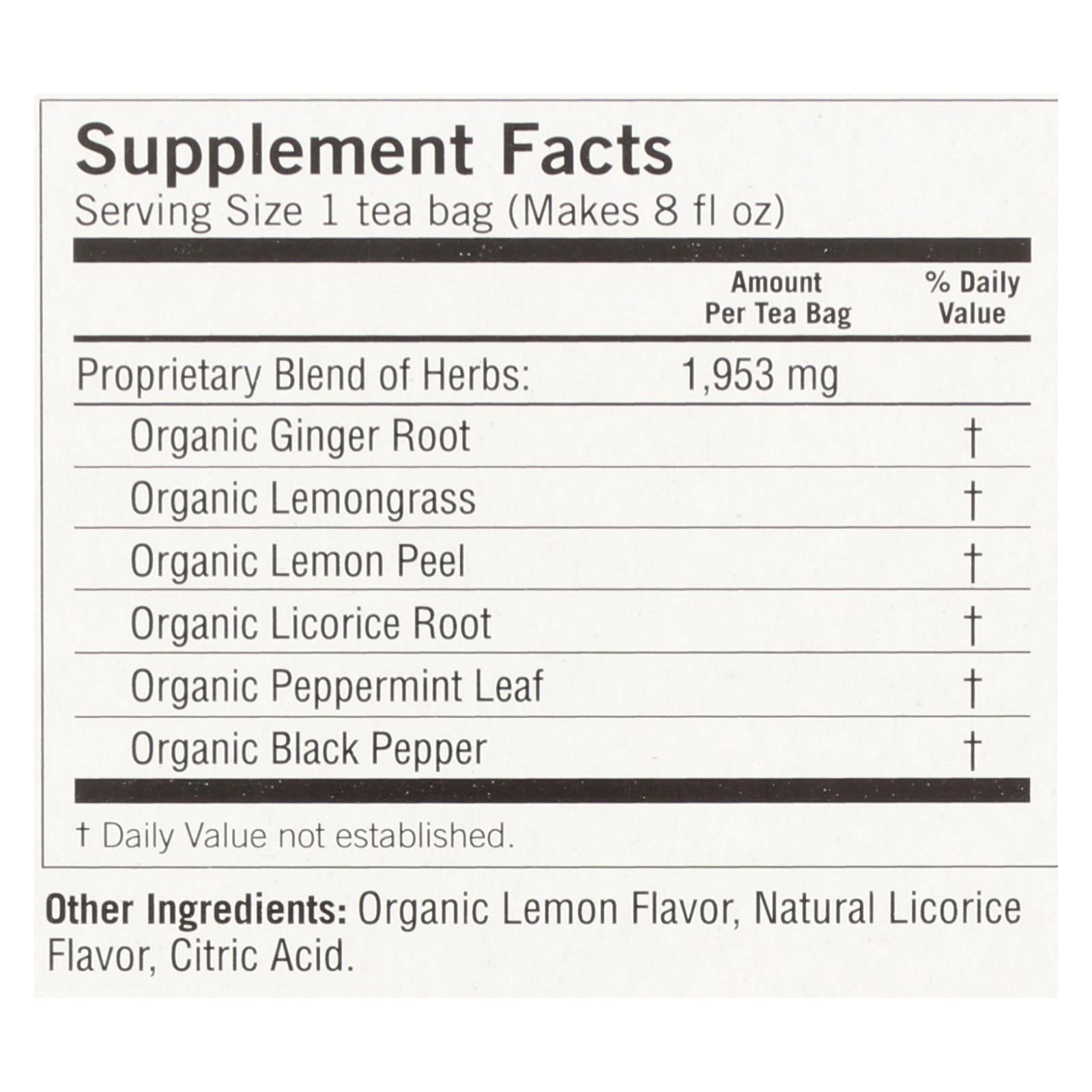 Yogi 100% Natural Herbal Tea Caffeine Free Lemon Ginger - 16 Tea Bags - Case Of 6