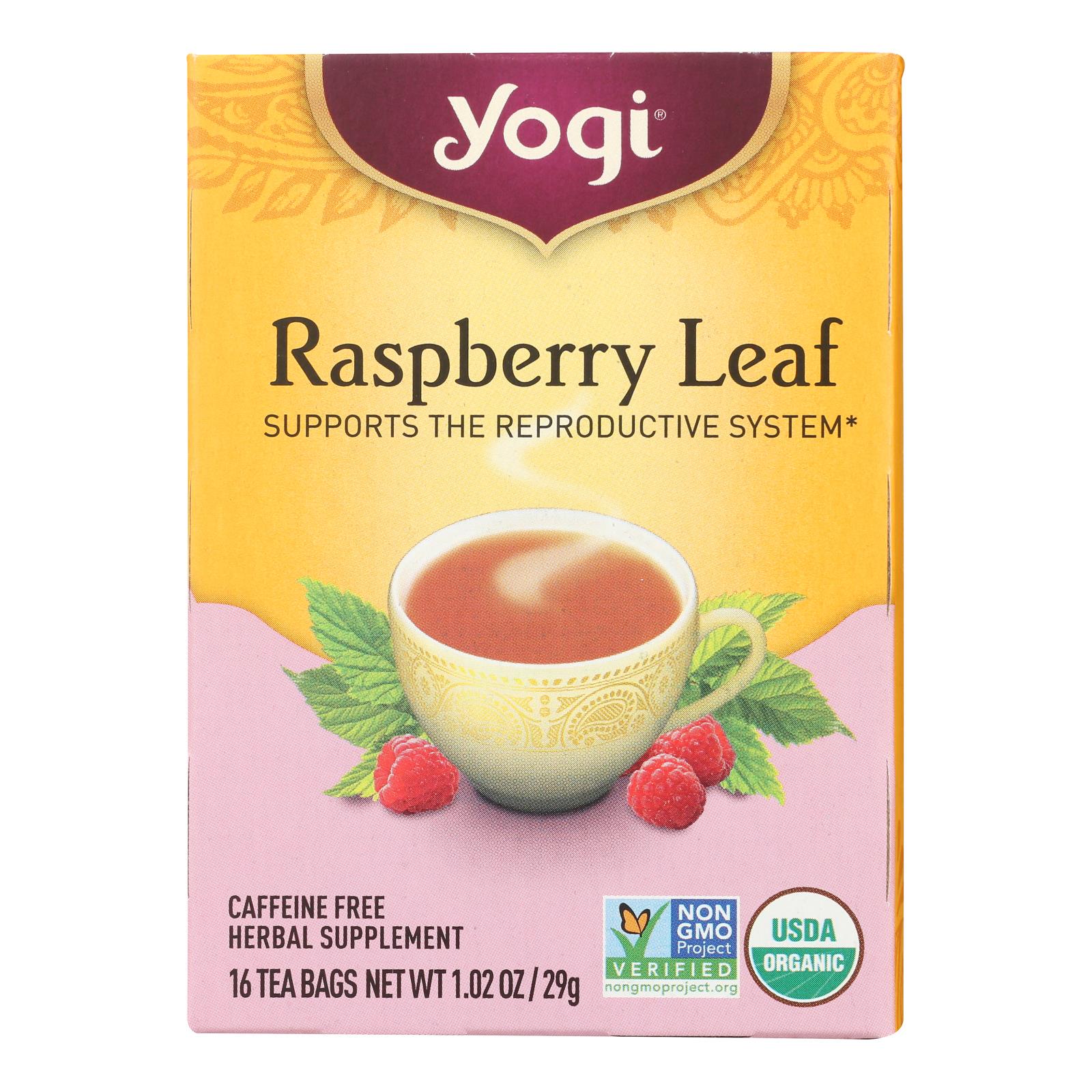 Yogi Organic Woman's Herbal Tea Raspberry Leaf - 16 Tea Bags - Case Of 6