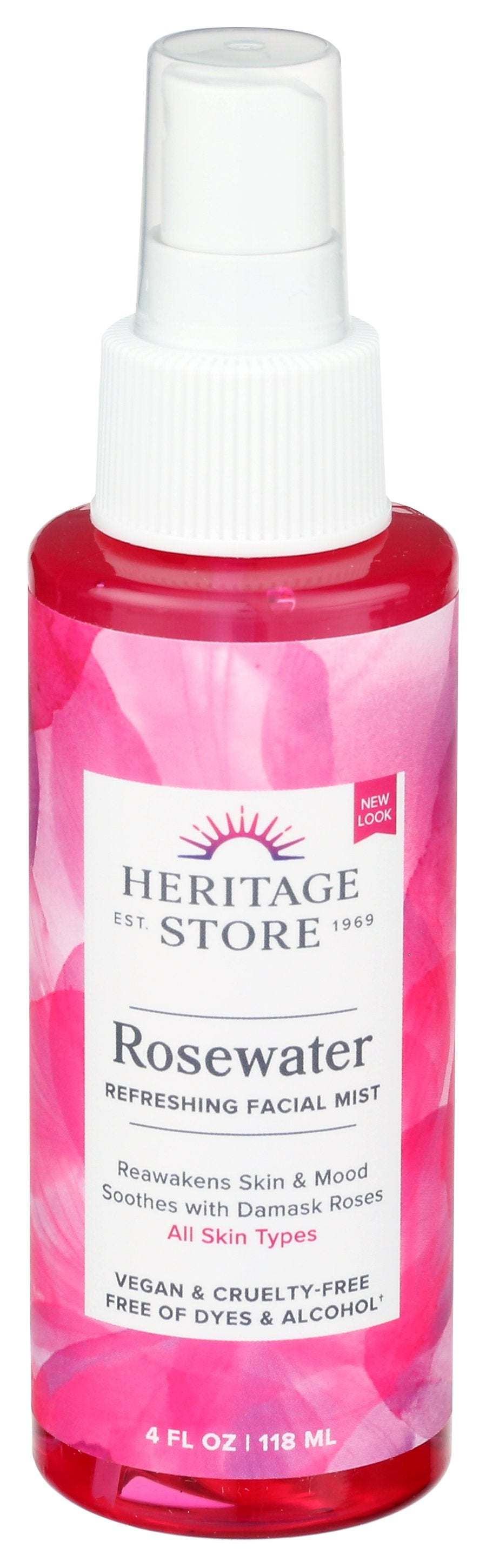 HERITAGE ROSE WATER W ATOMIZER - Case of 6 [ROSEWATER - 4 OZ]