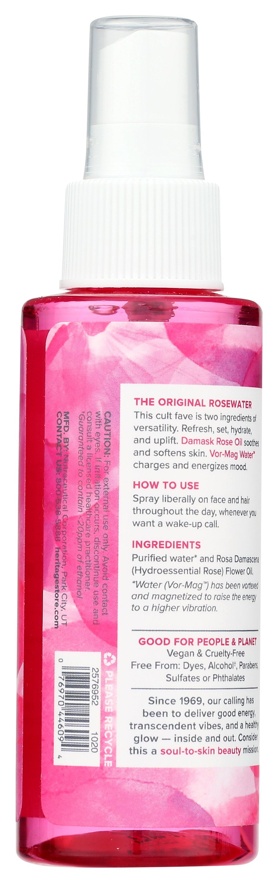 HERITAGE ROSE WATER W ATOMIZER - Case of 6 [ROSEWATER - 4 OZ]