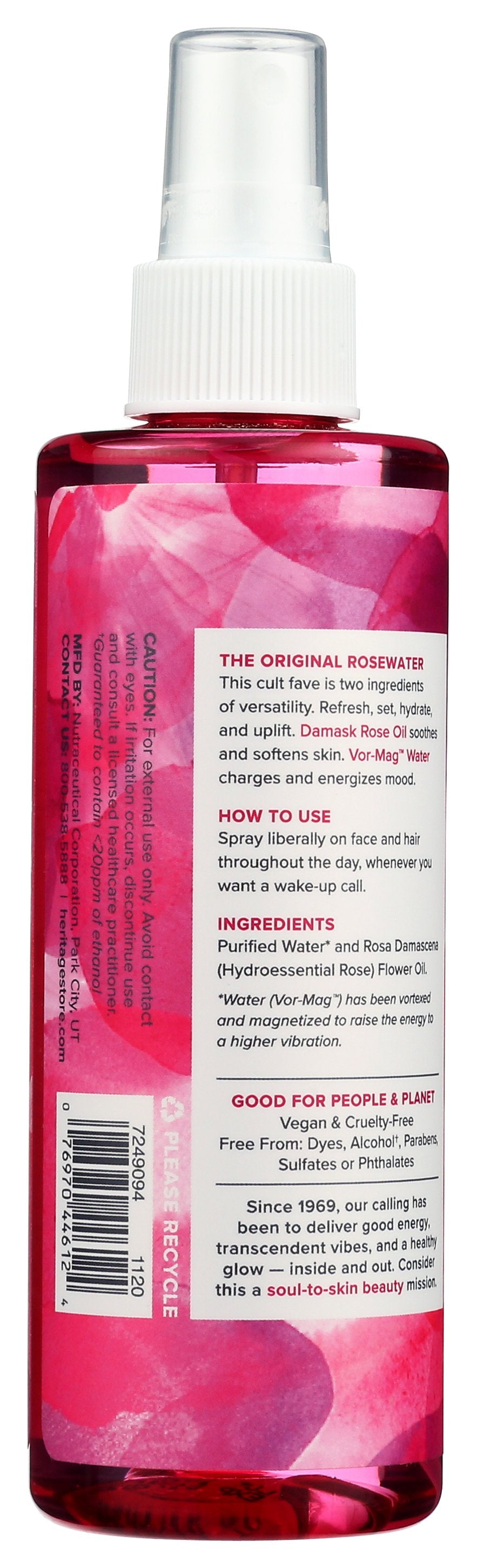 HERITAGE ROSE WATER W ATOMIZER - Case of 6 [FLORAL WATER ROSE - 8 OZ]