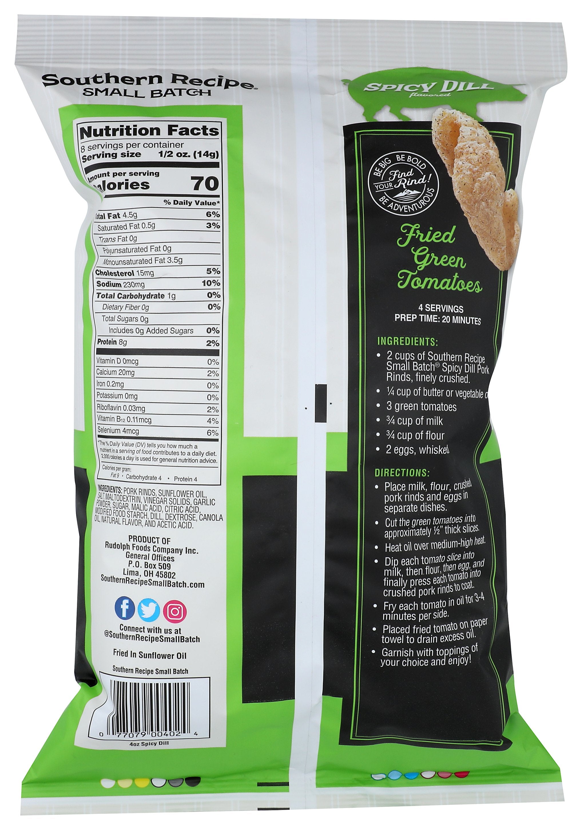 SOUTHERN RECIPE SMALL BAT PORK RIND SPICY DIL - Case of 6