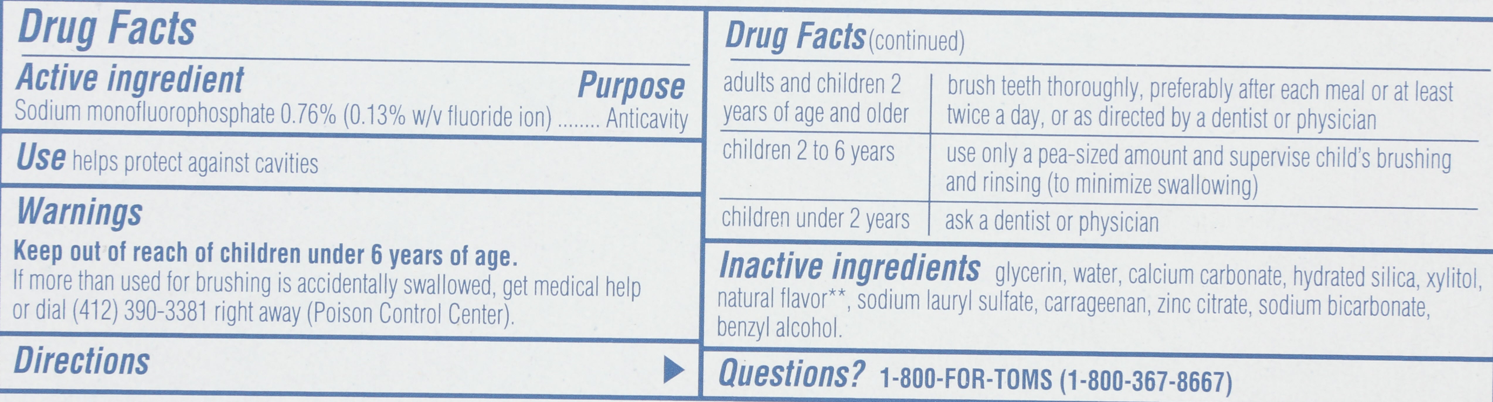 TOMS OF MAINE TTHPASTE WHL CARE SPRMNT