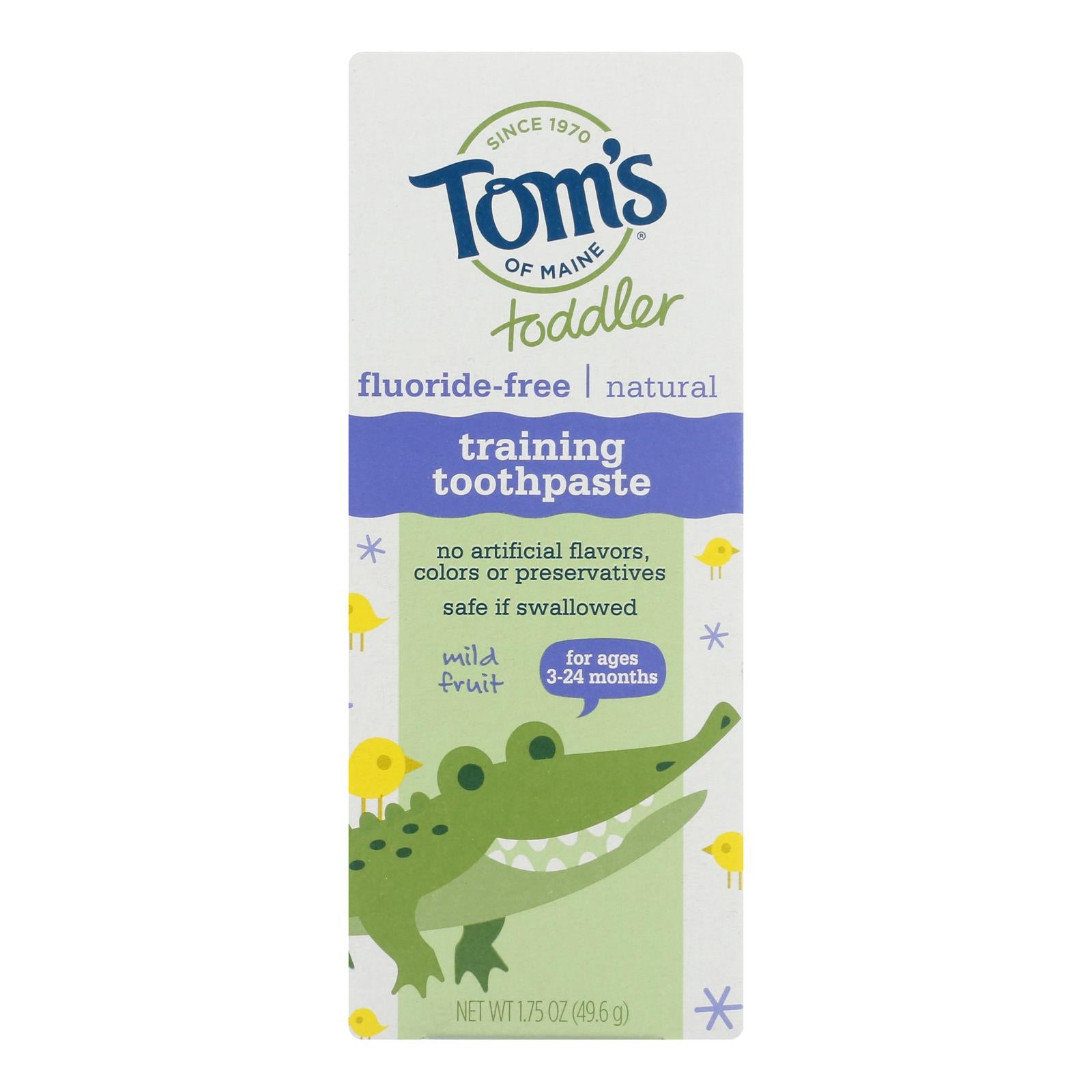 Tom's Of Maine Toothpaste - Toddler Training - Natural - Fluoride Free - Mild Fruit - 1.75 Oz - Case Of 6