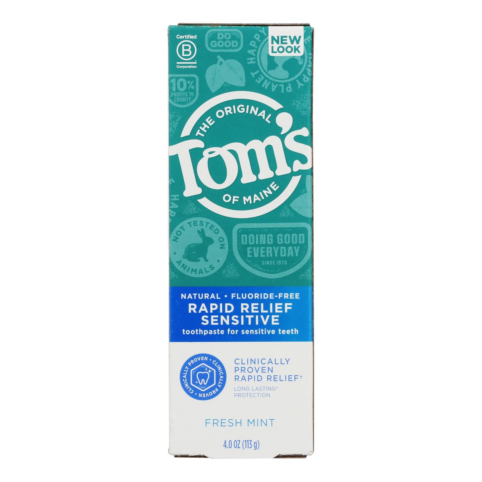 Tom's Of Maine Rapid Relief Sensitive Toothpaste - Fresh Mint Fluoride-free - Case Of 6 - 4 Oz.