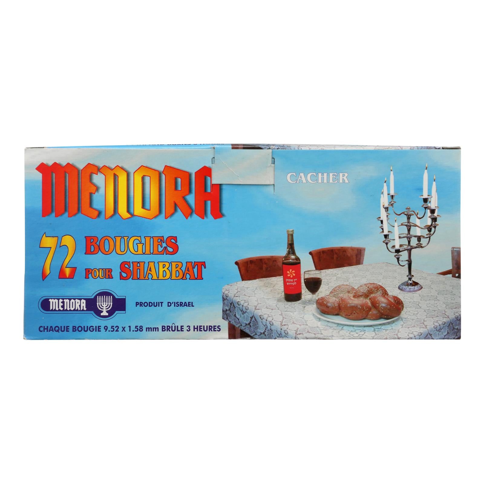 Menora - Candles Shabbat Box - Case of 8-72 CT