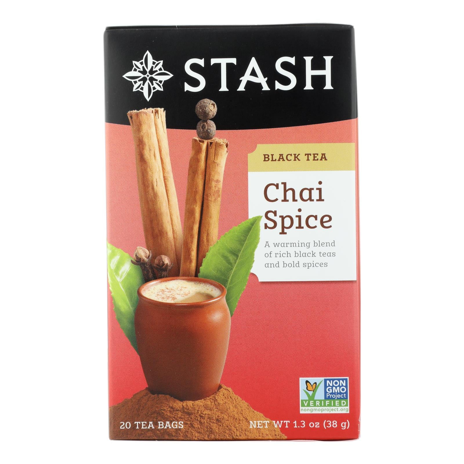 Stash Tea Chai Black Tea - Double Spice - Case Of 6 - 20 Bags