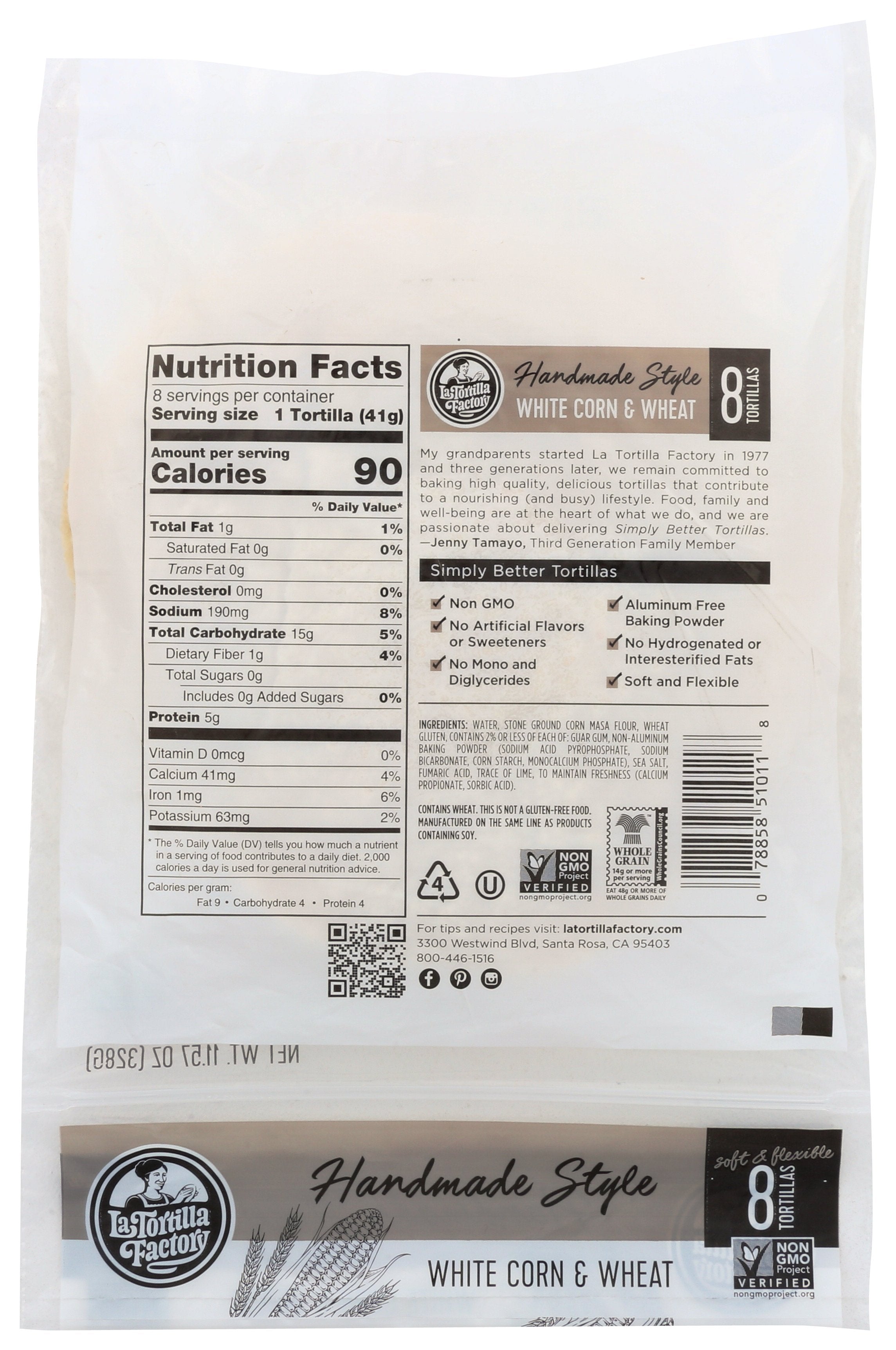 LA TORTILLA FACTORY TORTILLA CORN HMS WHT - Case of 12