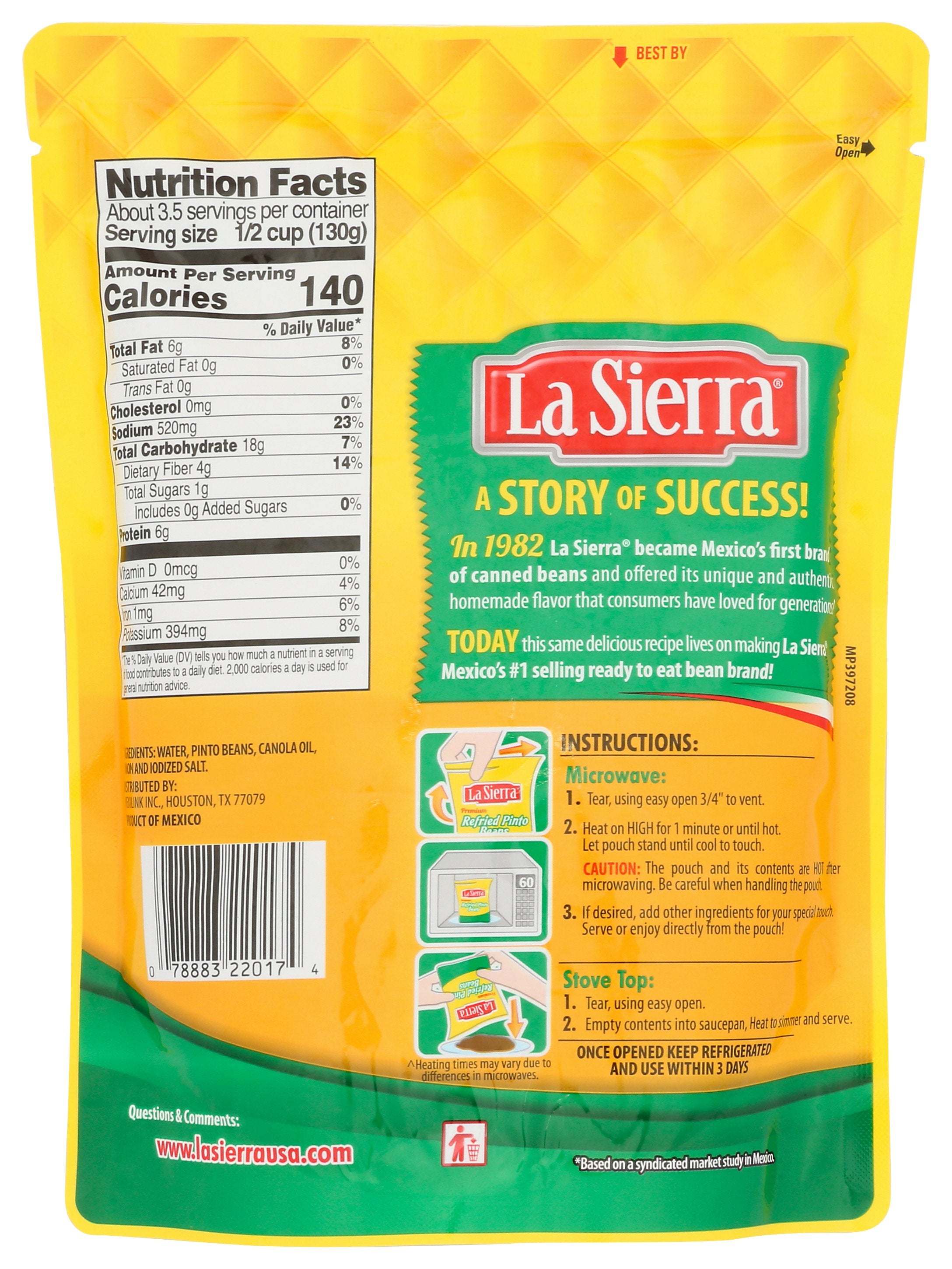 LA SIERRA BEANS PINTO REFRIED POUCH - Case of 8