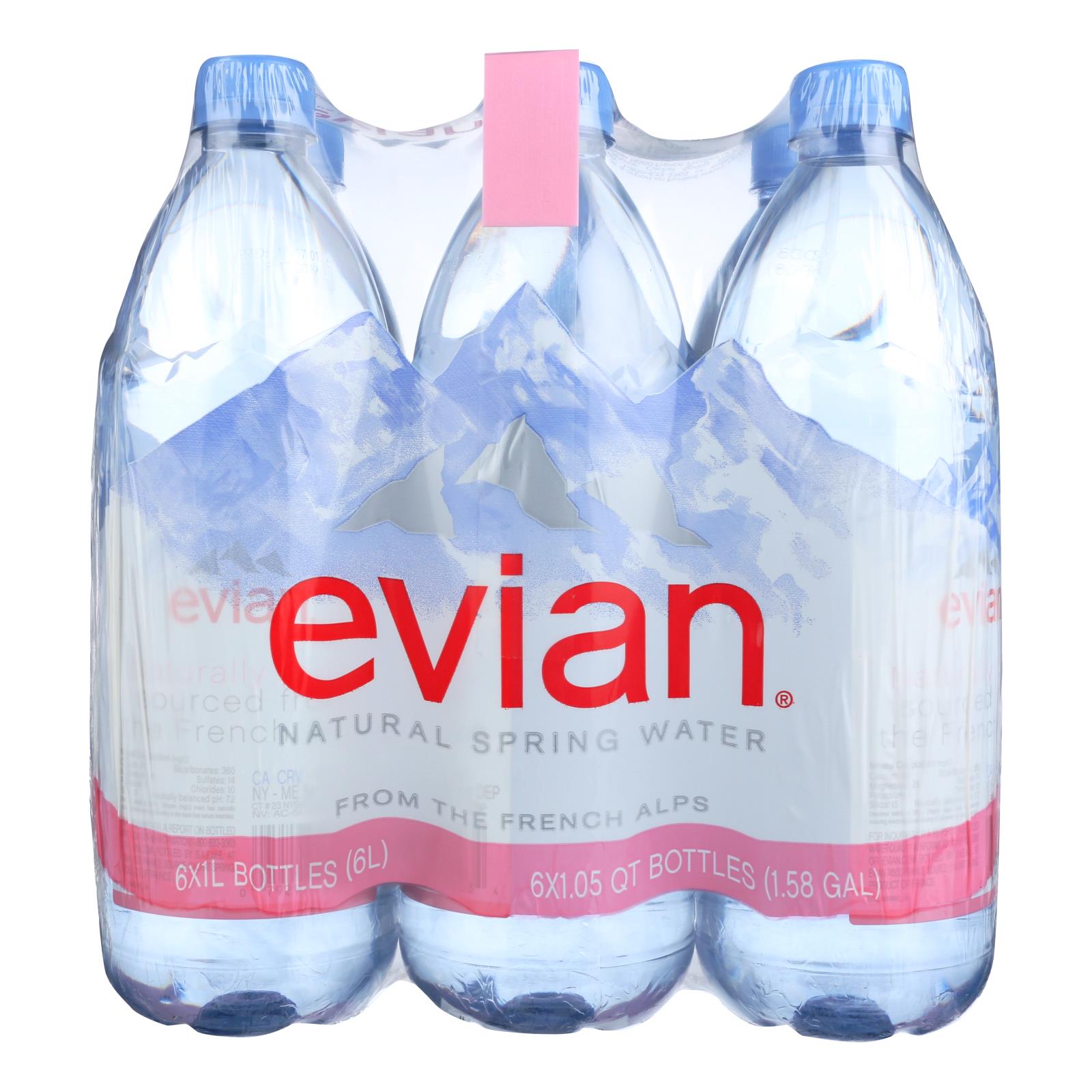 Evians Spring Water Spring Water - Plastic - Case of 2 - 6/1 LTR