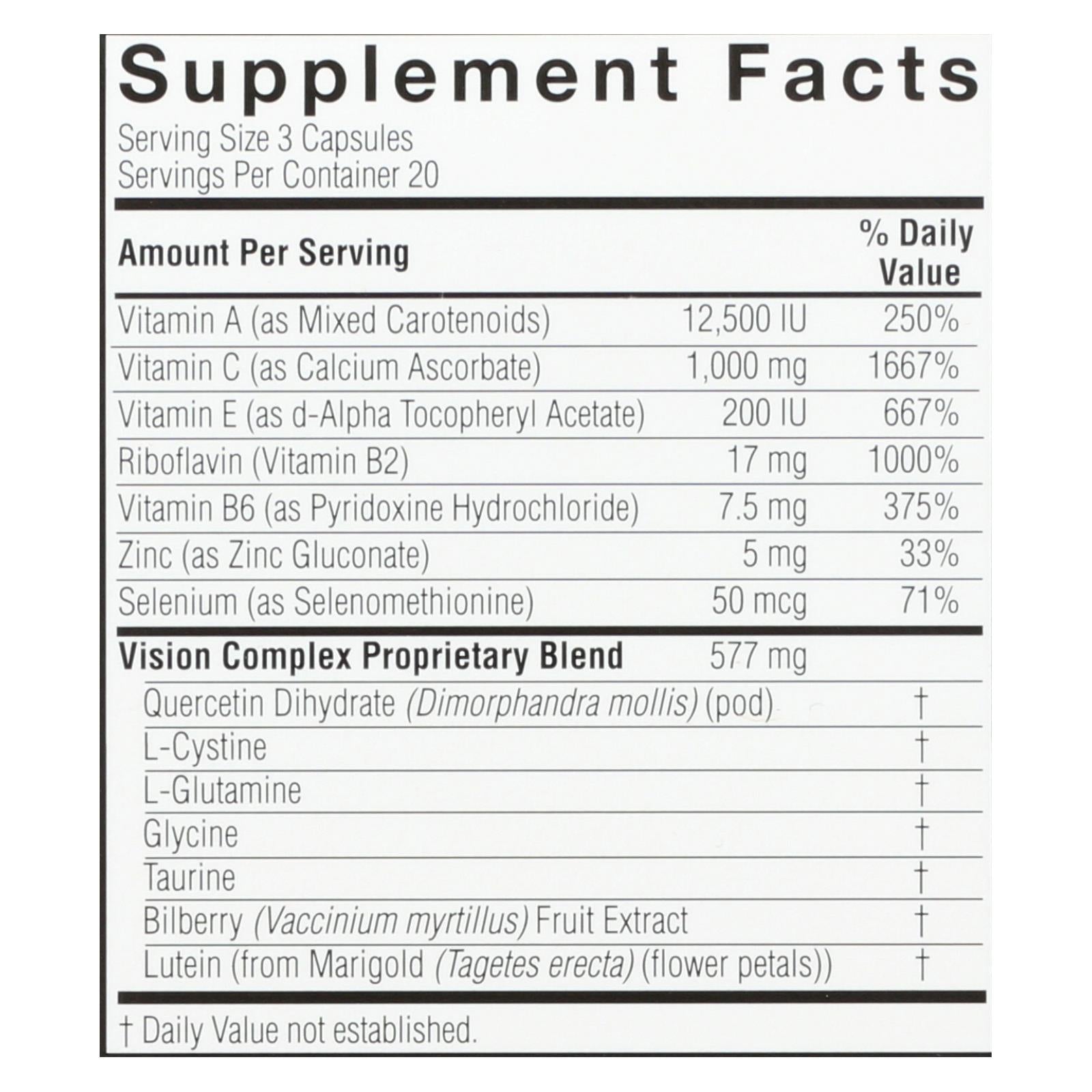 Nature's Answer - Bilberry Vision Complex Plus Lutein - 60 Vegetarian Capsules