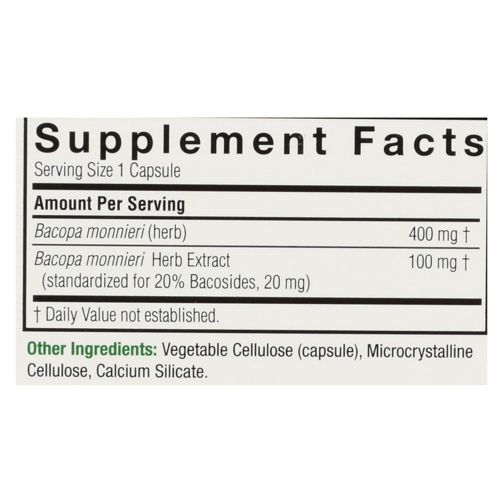 Nature's Answer - Bacopa - 500 Mg - 90 Veggie Caps