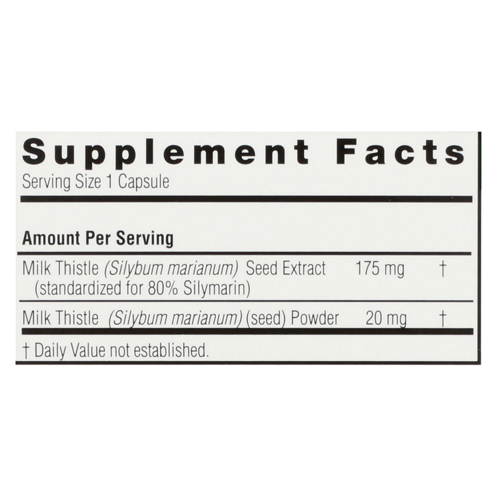Nature's Answer - Milk Thistle Seed Extract - 120 Vegetarian Capsules