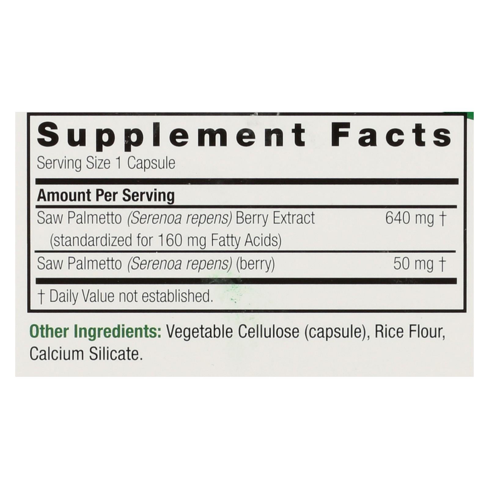 Nature's Answer - Saw Palmetto Berry Extract - 120 Vcaps