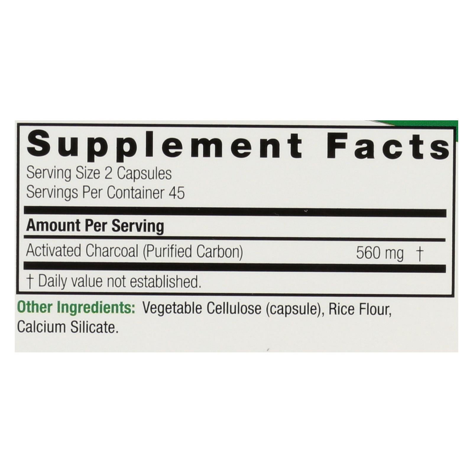 Nature's Answer - Charcoal - Activated Purified - 90 Softgels