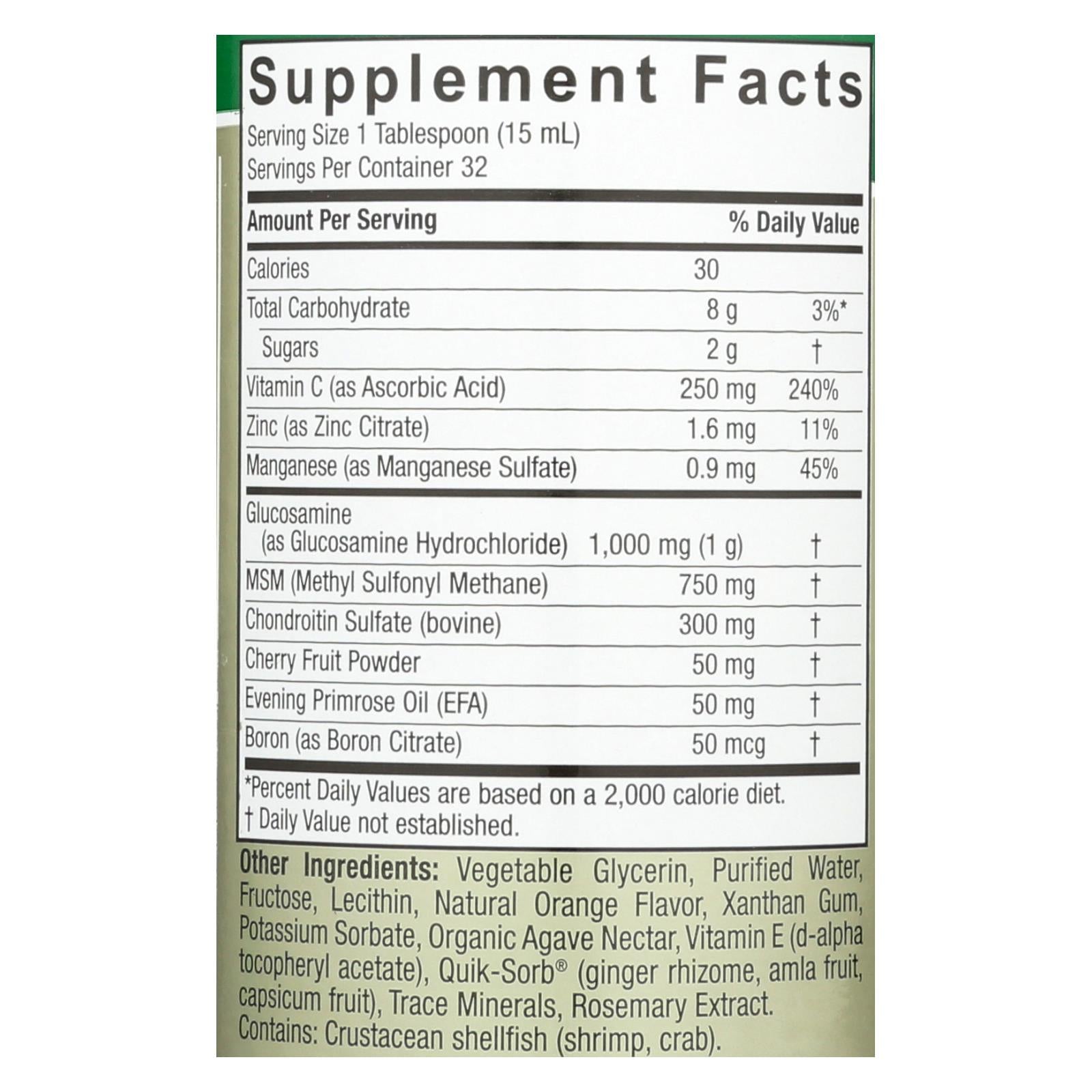 Nature's Answer Liquid Glucosamine & Chondroitin 16oz Orange