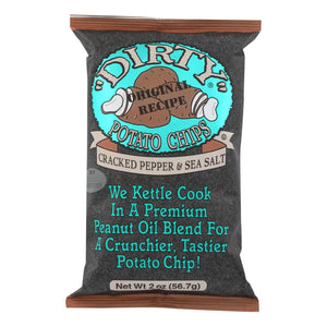 Dirty Chips - Potato Chips - Cracked Pepper And Salt - Case Of 25 - 2 Oz