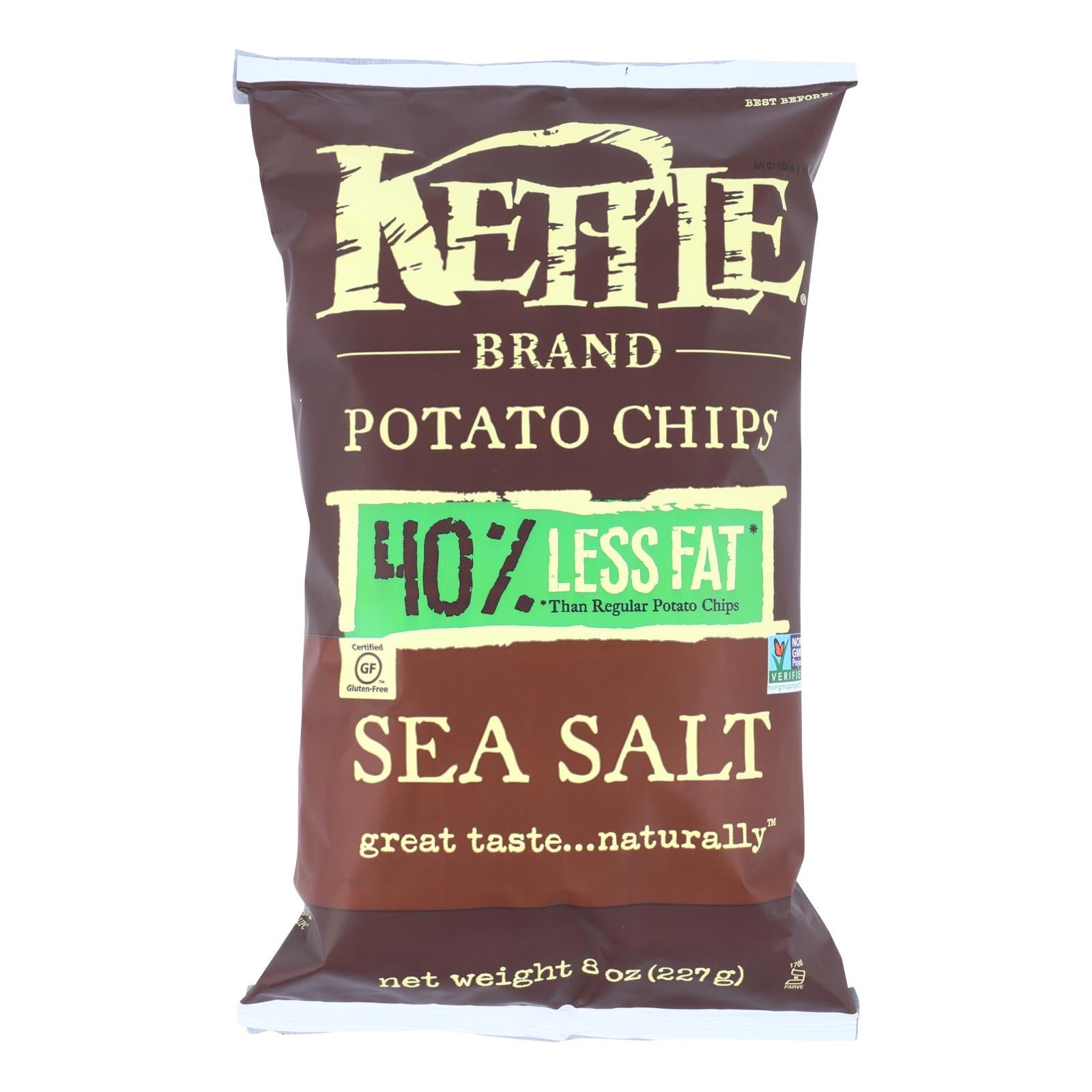 Kettle Brand Potato Chips - Sea Salt - Case of 12 - 8 oz.