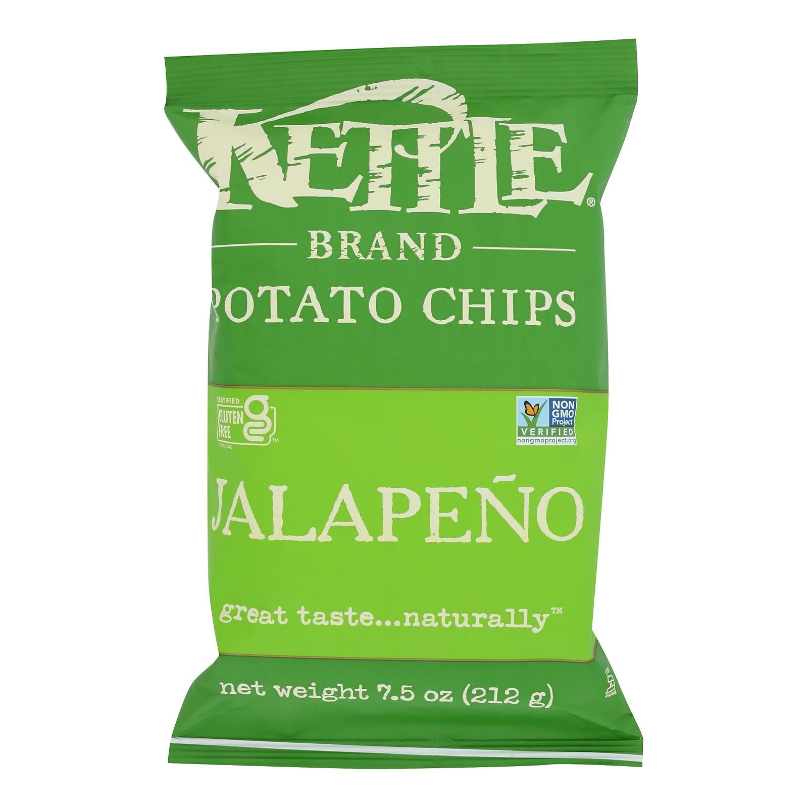 Kettle Brand - Potato Chips Jalapeno - Case of 12-7.5 OZ
